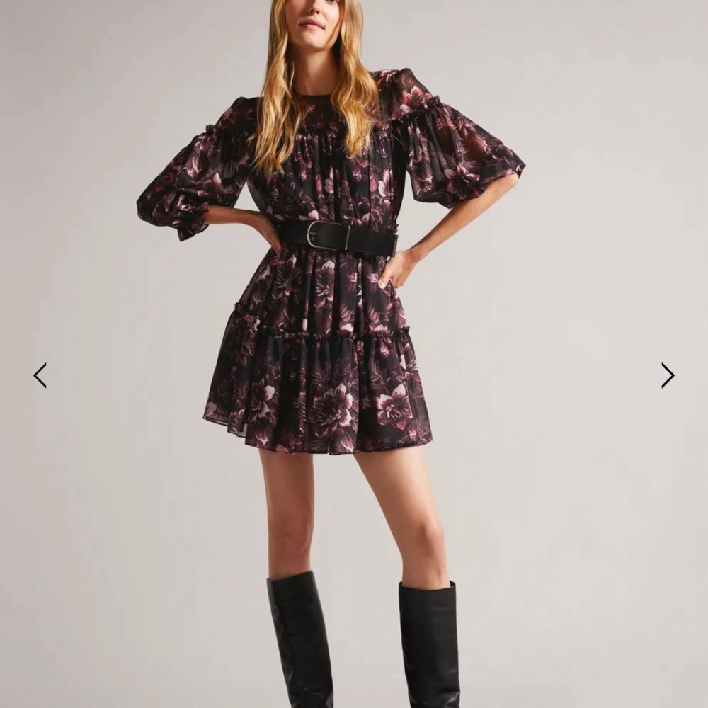 TED BAKER Printed Tiered Mini Swing Dress in size 0 ted baker and size 2 US